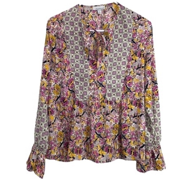 Allison Joy blouse peasant‎ shirt floral medallion small - Picture 6 of 6